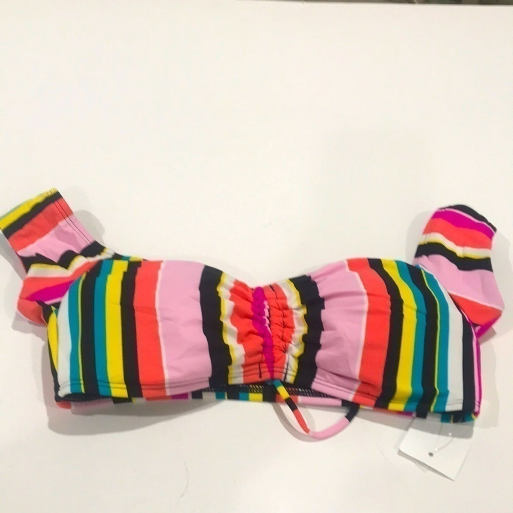 Kenneth Cole reaction bikini top vertical stripes NWT size small multicolor